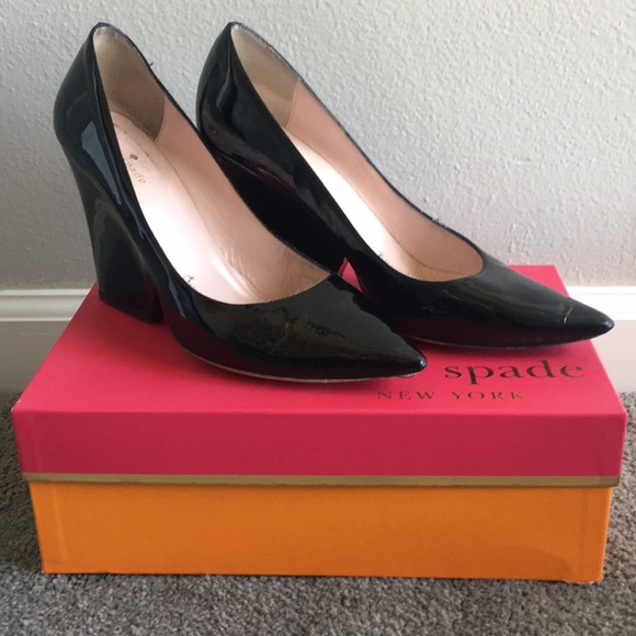 kate spade Shoes - Kate Spade Wedge Heel black patent leather